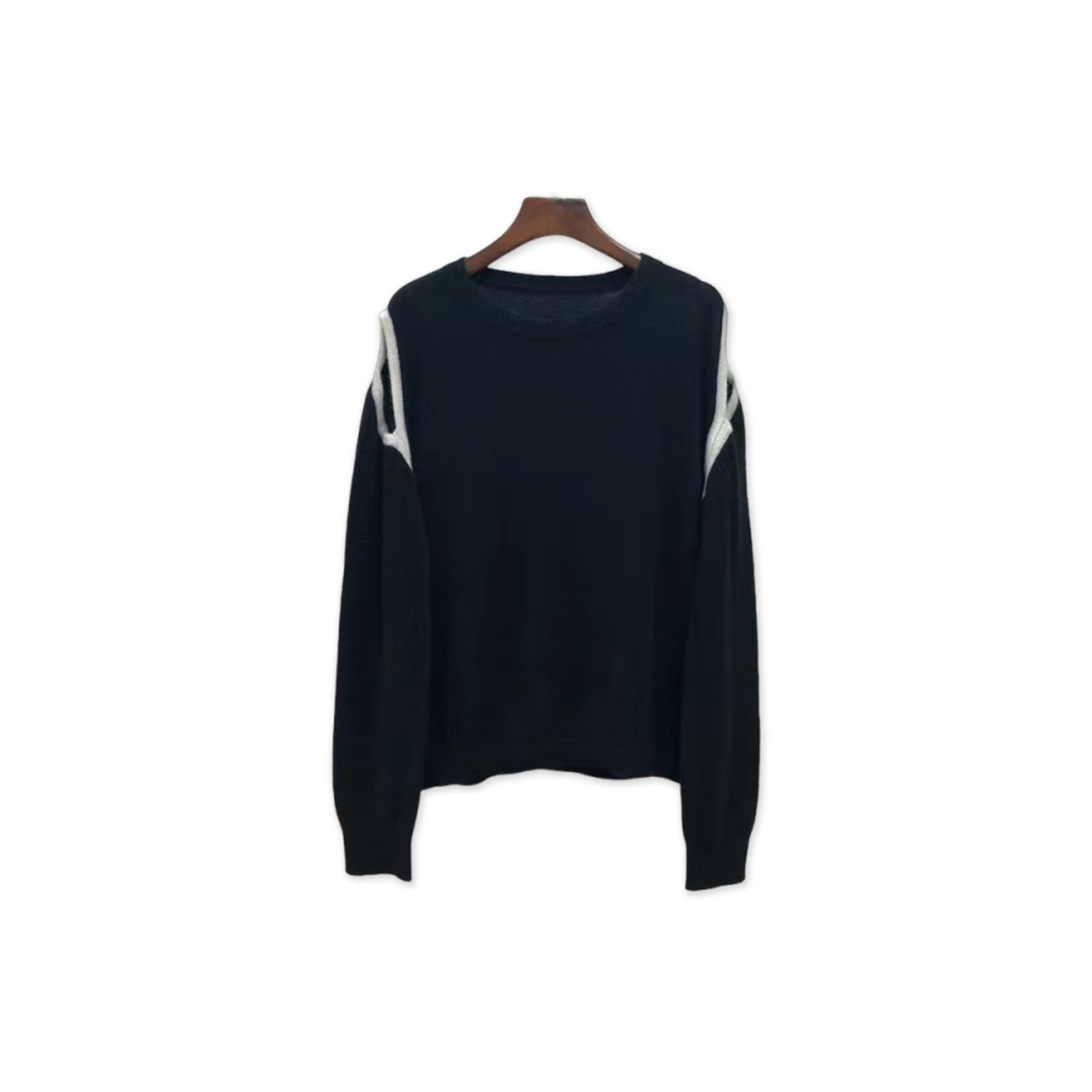 LOEWE BLACK AND WHITE COLOR-BLOCKED WOOL SWEATER